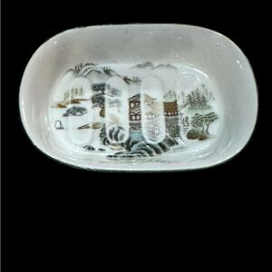 VTG BEN RICKERT Inc. Oval Soap Dish Oriental Landscape Fine China Made in Japan